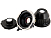 Three lens adaptors placed side by side