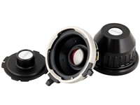 Three lens adaptors placed side by side